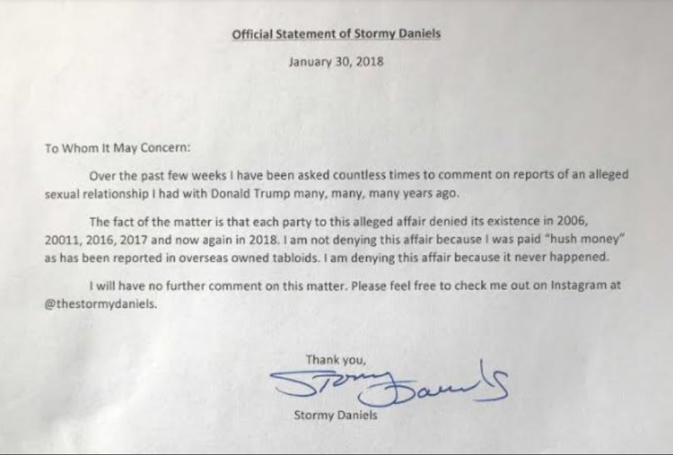 Official statement from Stormy Daniels