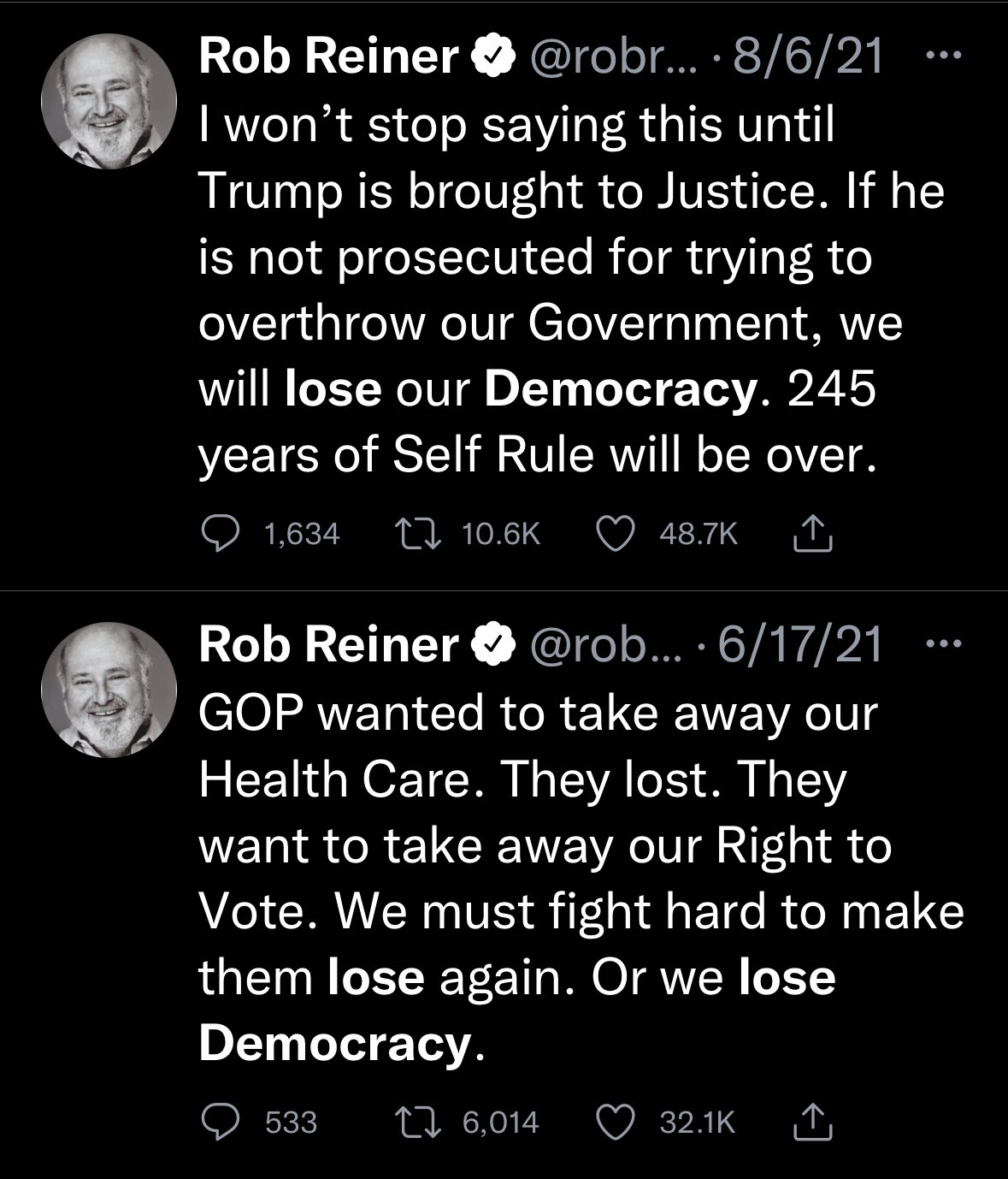 Rob Reiner being frightened