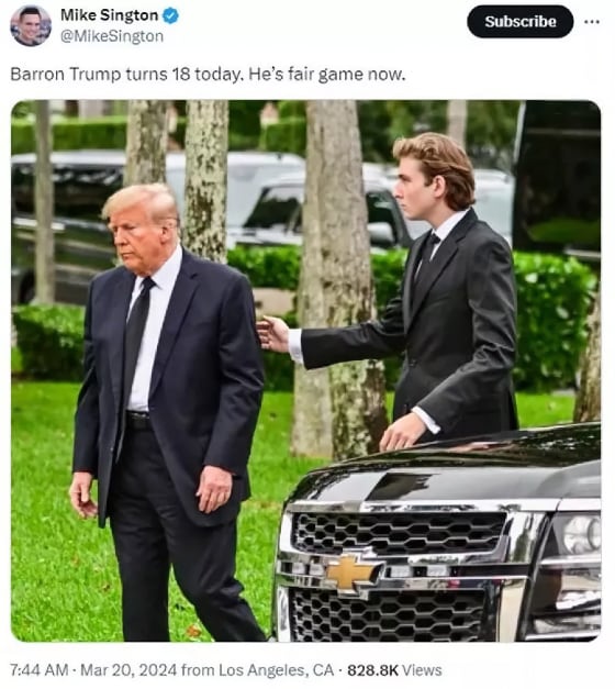 Barron Trump is fair game now